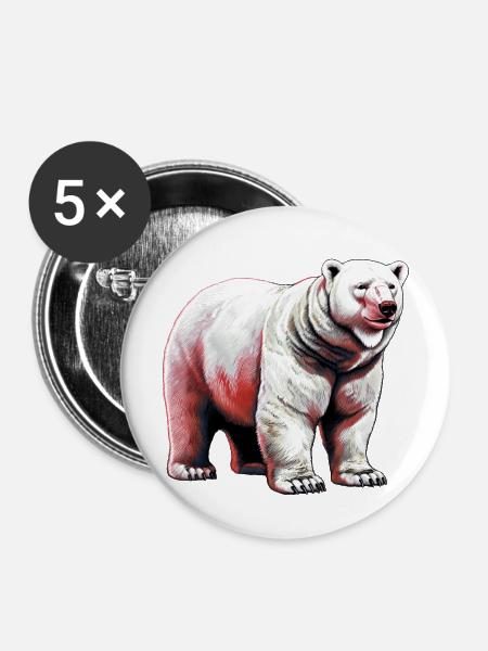 Weißer Eisbär - Buttons mittel 32 mm (5er Pack) - Weiß
