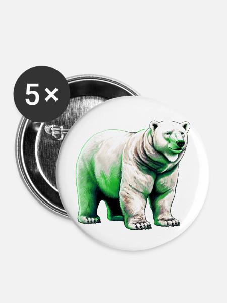 Weißer Eisbär - Buttons mittel 32 mm (5er Pack) - Weiß