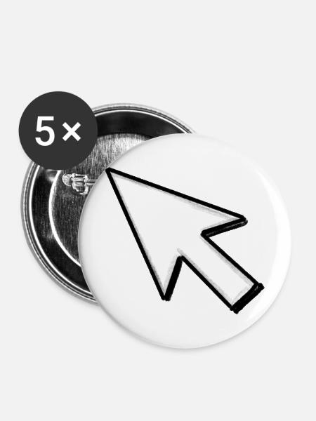 Cursor: Click mich! - Buttons mittel 32 mm (5er Pack) - Weiß