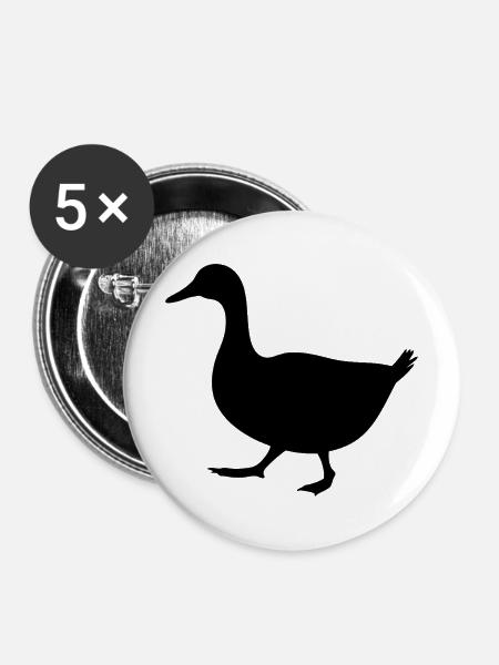Laufende Ente Silhouette - Buttons mittel 32 mm (5er Pack) - Weiß