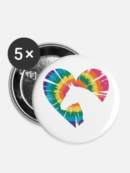 Tie Dye Pferd - Buttons mittel 32 mm (5er Pack) - Weiß