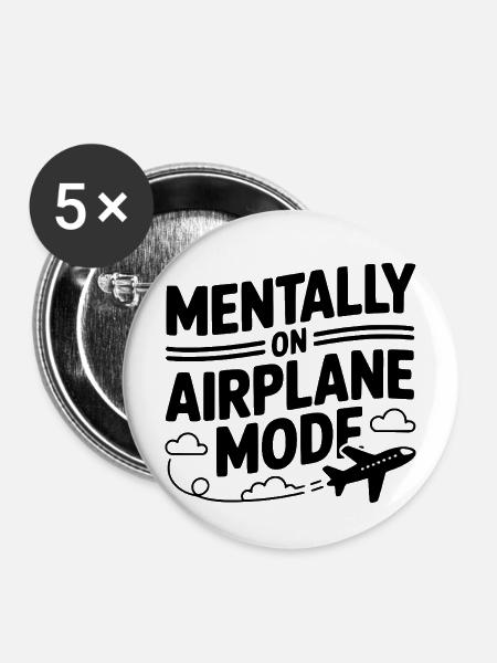 Mental im Flugzeugmodus - Buttons mittel 32 mm (5er Pack) - Weiß