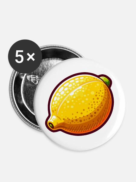 Zitrone Pop Art Gelb - Buttons mittel 32 mm (5er Pack) - Weiß