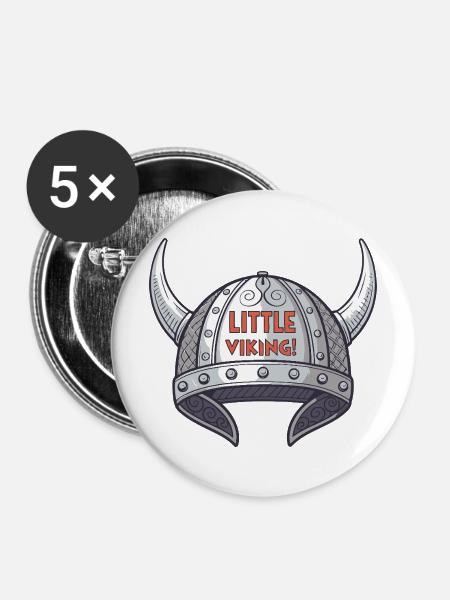 Kleiner Wikingerhelm - Buttons mittel 32 mm (5er Pack) - Weiß