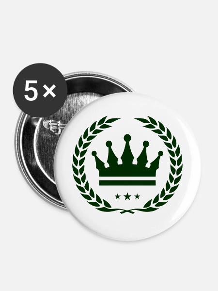 Krone Emblem - Buttons mittel 32 mm (5er Pack) - Weiß