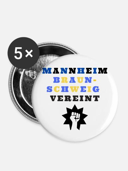 Mannheim und Braunschweig vereint - Buttons mittel 32 mm (5er Pack) - Weiß