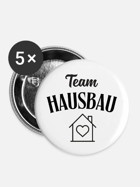 Team Hausbau - Buttons mittel 32 mm (5er Pack) - Weiß