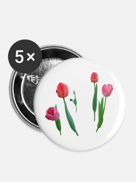 Tulpen - Buttons mittel 32 mm (5er Pack) - Weiß