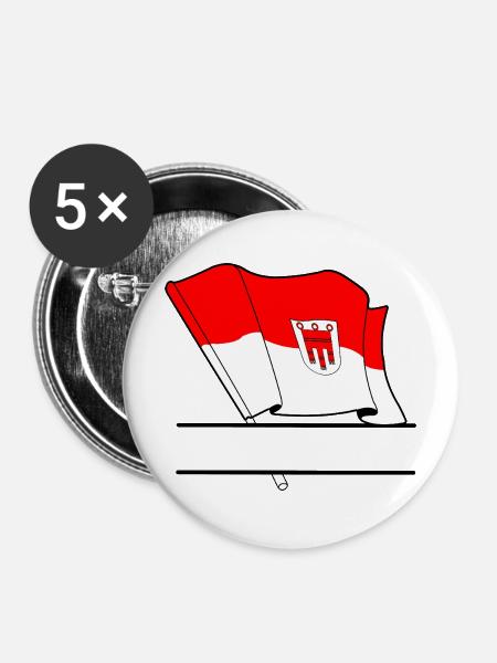 Vorarlberger Flaggennamensraum - Buttons mittel 32 mm (5er Pack) - Weiß