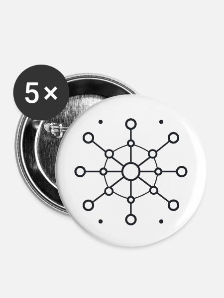 Zentraler Netzwerkstern Muster - Buttons mittel 32 mm (5er Pack) - Weiß