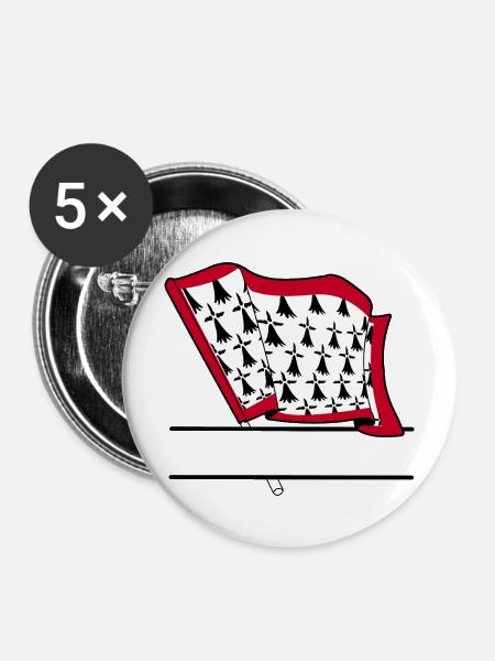 Limousin-Flaggen-Textraum - Buttons mittel 32 mm (5er Pack) - Weiß