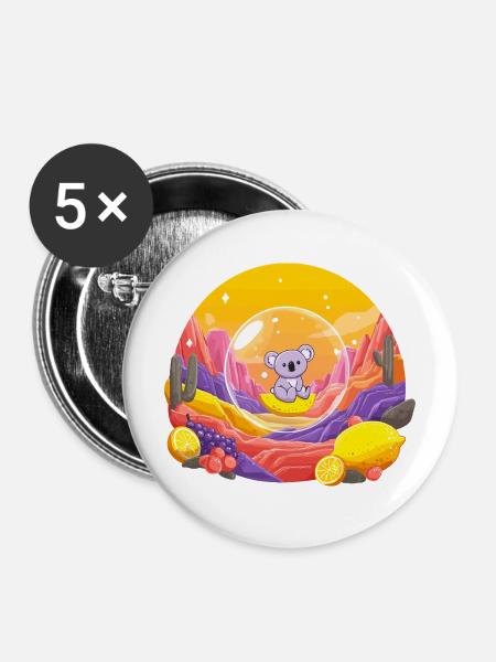 Koala im Glaskugel-Wunderland - Buttons mittel 32 mm (5er Pack) - Weiß