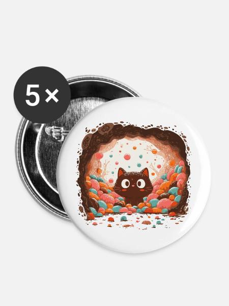 Katzentraum im Zuckerkreisel - Buttons mittel 32 mm (5er Pack) - Weiß