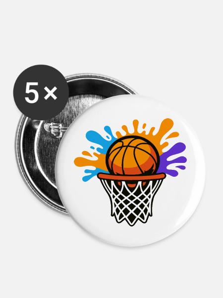 Basketball Splash Dunk Grafikdesign - Buttons mittel 32 mm (5er Pack) - Weiß