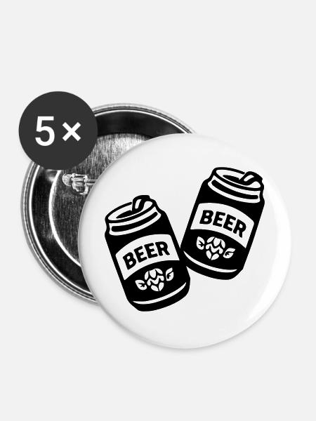 Zwei Bierdosen Schwarz Symbol - Buttons mittel 32 mm (5er Pack) - Weiß
