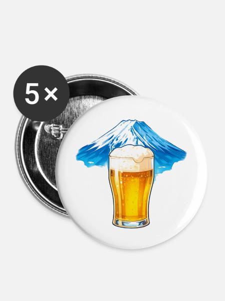 Biergipfel Panorama - Buttons mittel 32 mm (5er Pack) - Weiß