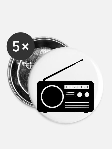 Retro-Radio Design - Buttons mittel 32 mm (5er Pack) - Weiß