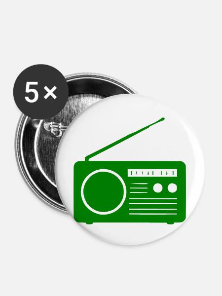 Retro-Radio Design - Buttons mittel 32 mm (5er Pack) - Weiß