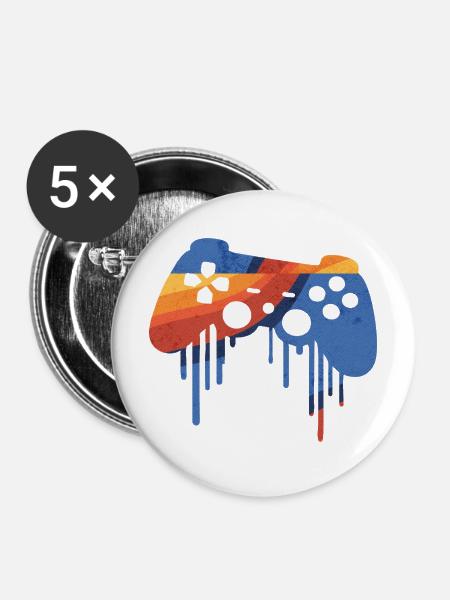 Gaming retro - Buttons mittel 32 mm (5er Pack) - Weiß