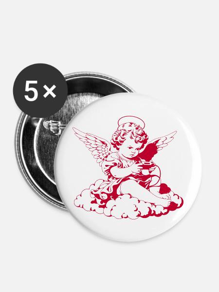 Gaming Engel – Cherub mit Controller - Buttons mittel 32 mm (5er Pack) - Weiß