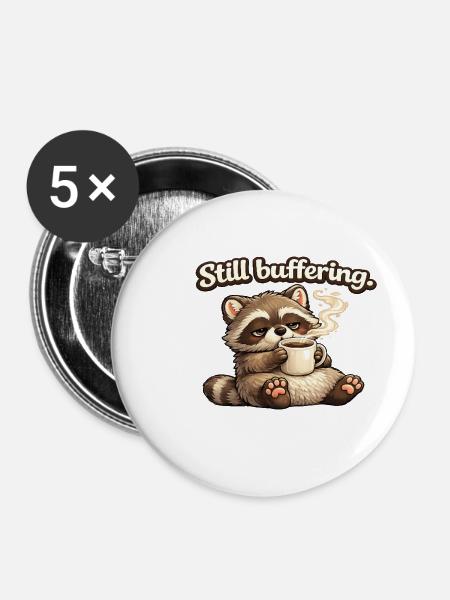 Oskar - Still buffering - Buttons mittel 32 mm (5er Pack) - Weiß