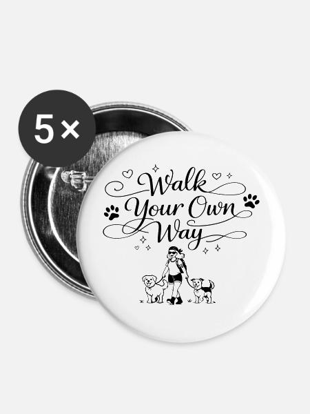 Walk your own way - Buttons mittel 32 mm (5er Pack) - Weiß