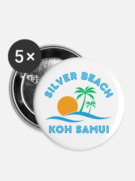 Silver Beach Koh Samui Sonnenuntergang - Buttons mittel 32 mm (5er Pack) - Weiß