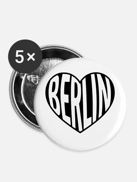 Berlin Herz Typo - Buttons mittel 32 mm (5er Pack) - Weiß