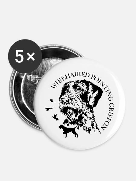 Wirehaired Pointing Griffon Jagdhunde Wilsigns  - Buttons mittel 32 mm (5er Pack) - Weiß