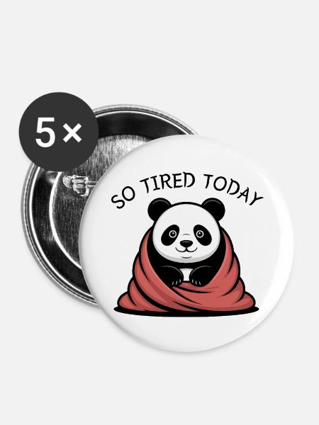 Panda Kuscheltraum unter Decke - Buttons mittel 32 mm (5er Pack) - Weiß