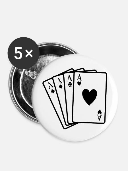 Pokerkarten - Buttons mittel 32 mm (5er Pack) - Weiß