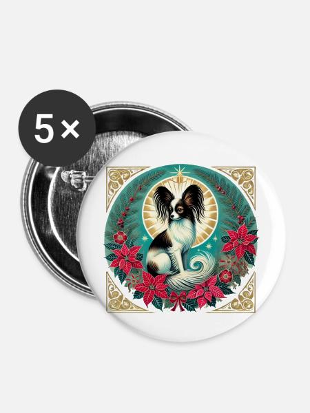 Papillon Halo Weihnachtskreis - Buttons mittel 32 mm (5er Pack) - Weiß