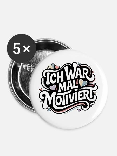Ich war mal motiviert Retro - Buttons mittel 32 mm (5er Pack) - Weiß