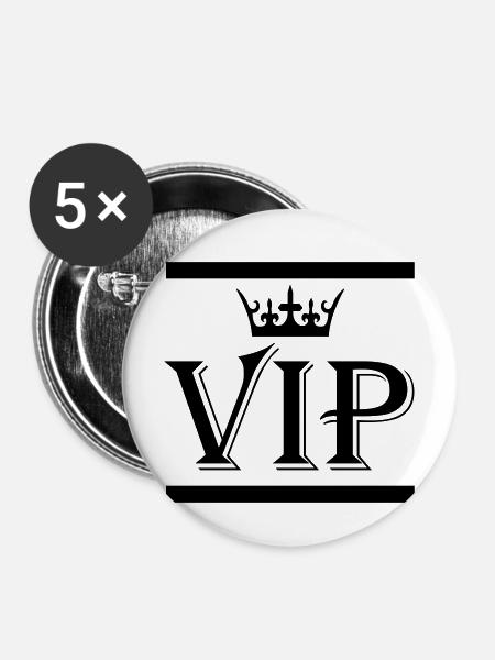 Vip - Buttons mittel 32 mm (5er Pack) - Weiß