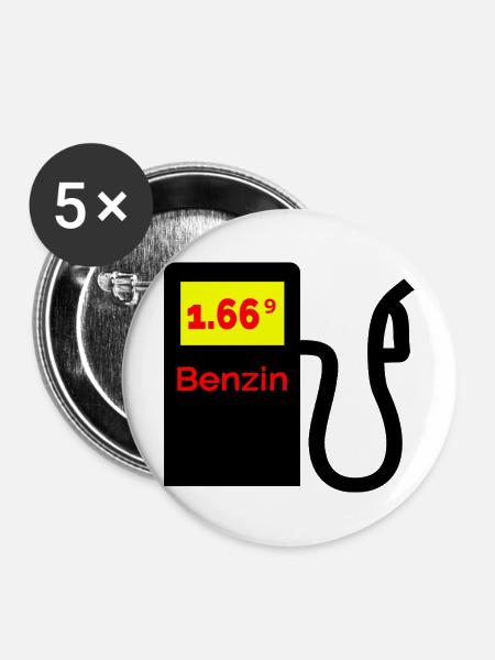 Benzin - Buttons mittel 32 mm (5er Pack) - Weiß