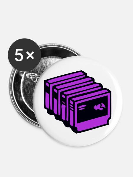Retro Spiele Kassette Nerd - Buttons mittel 32 mm (5er Pack) - Weiß