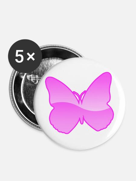 Schmetterling - Buttons mittel 32 mm (5er Pack) - Weiß