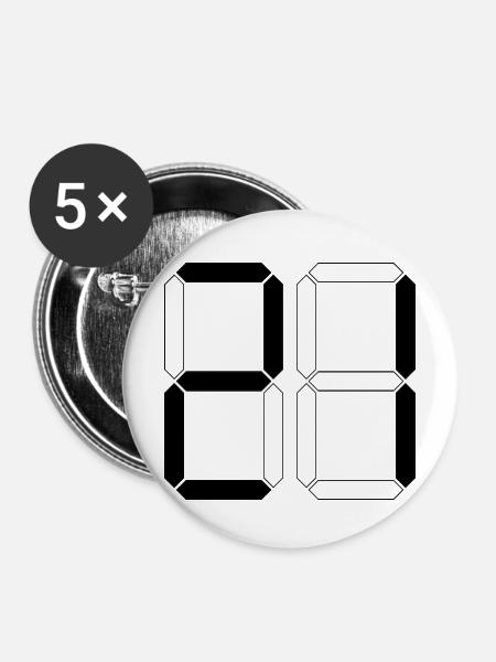 NUMMER 21 Einundzwanzig Geschenk Digital - Buttons mittel 32 mm (5er Pack) - Weiß