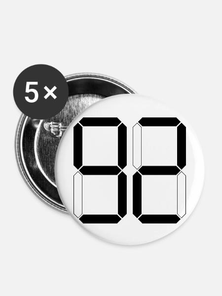NUMMER 92 Zweiundneunzig Geschenk Digital - Buttons mittel 32 mm (5er Pack) - Weiß