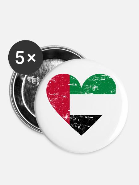 UAE Heart - Buttons mittel 32 mm (5er Pack) - Weiß