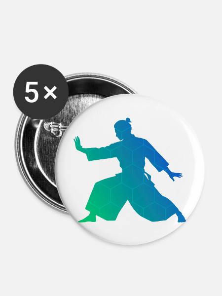 Selbstverteidigung Geschenkidee für Aikido-Prüfung - Buttons mittel 32 mm (5er Pack) - Weiß