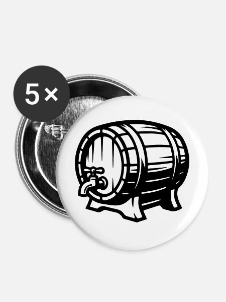 Bierfass Symbol Bier - Buttons mittel 32 mm (5er Pack) - Weiß