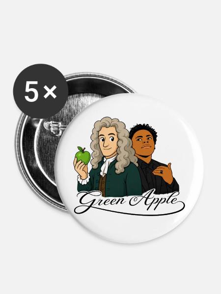 Green Apple - Buttons mittel 32 mm (5er Pack) - Weiß