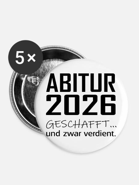 ABITUR 26 - Buttons mittel 32 mm (5er Pack) - Weiß