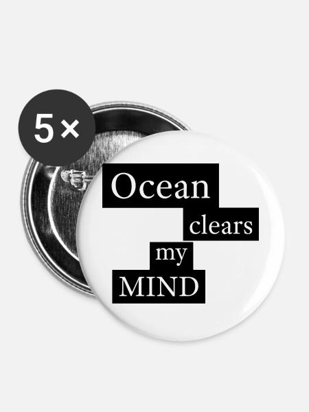 Ocean clears my mind - Buttons mittel 32 mm (5er Pack) - Weiß