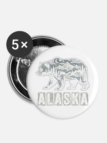 Alaska Bär - Buttons mittel 32 mm (5er Pack) - Weiß