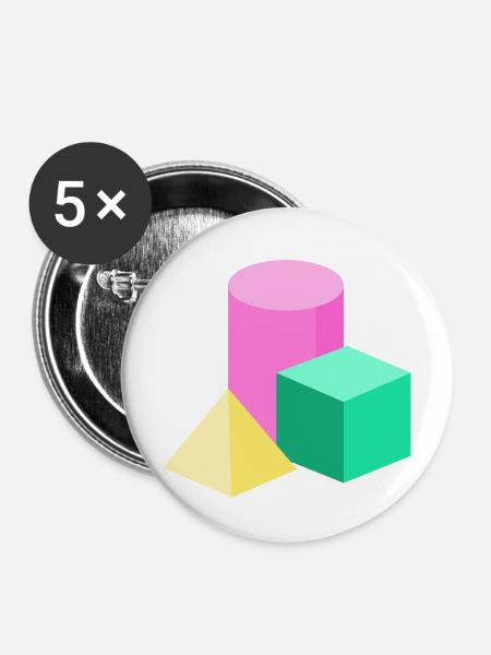 Pastellgeometrie Farbblöcke - Buttons mittel 32 mm (5er Pack) - Weiß