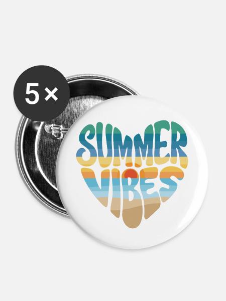 Sommerliche Vibes - Buttons mittel 32 mm (5er Pack) - Weiß