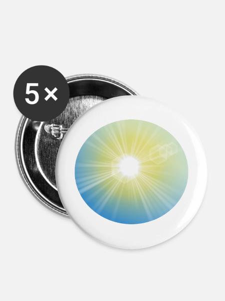 Sonnenstrahlen im Kreis - Buttons mittel 32 mm (5er Pack) - Weiß