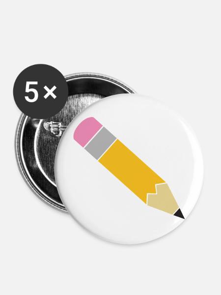 Bleistift - Buttons mittel 32 mm (5er Pack) - Weiß